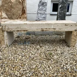 Travertine bench — ≈ 150 × 35 × 50 cm