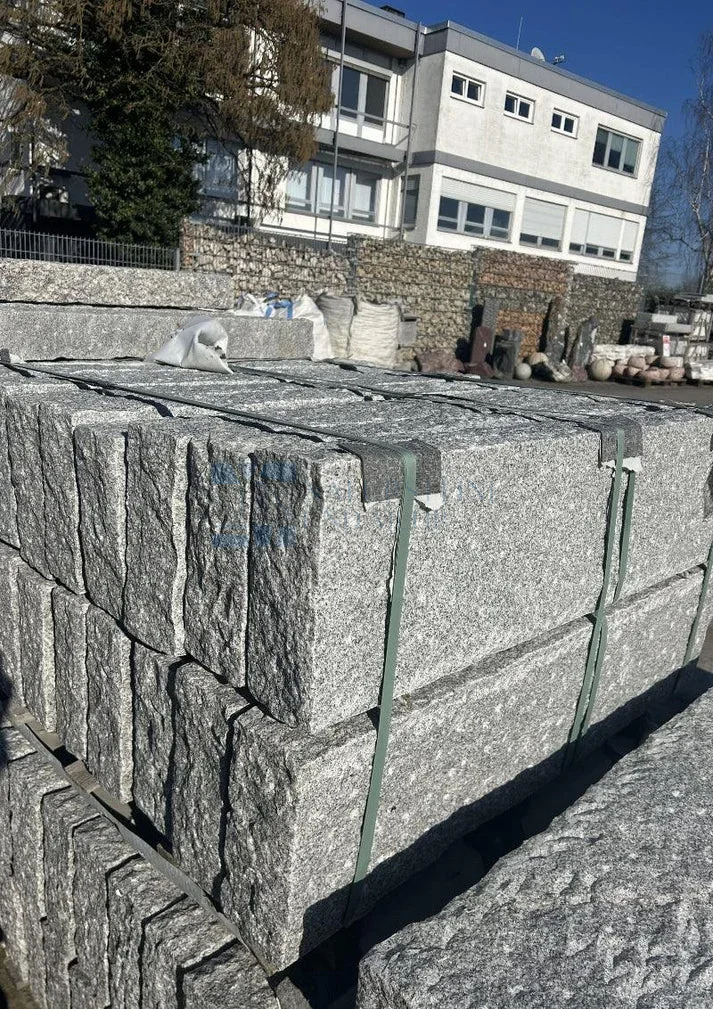 Granit Randsteine, allseits gestockt 10x25x100 cm – Grau, Bordstein Naturstein