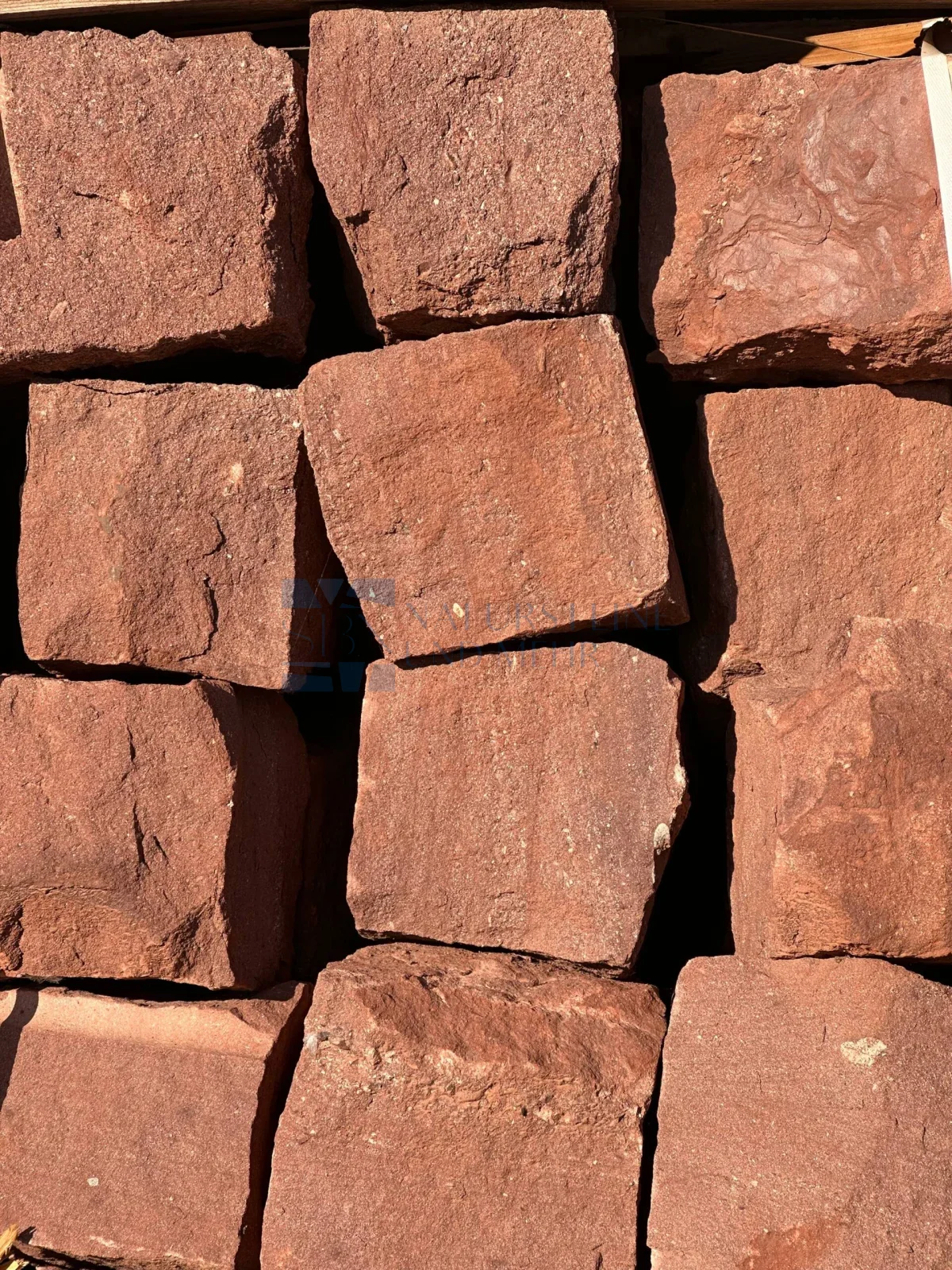 Sandstein Mauersteine Rot 20×20×40 cm – allseitig gespalten | ab Lager Lingenfeld