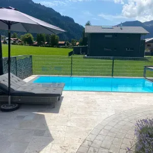 Travertin Light Poolplatten / Poolumrandung 61 × 30,6 × 3 cm – Bullnose, getrommelt - 3