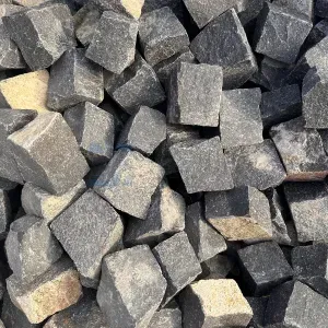 Basalt Mosaikpflaster 4x6x6 cm – schwarz, allseits gespalten, Natursteinpflaster - 3