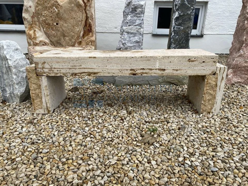 Travertin-Sitzbank – ca. 150 × 35 × 50 cm
