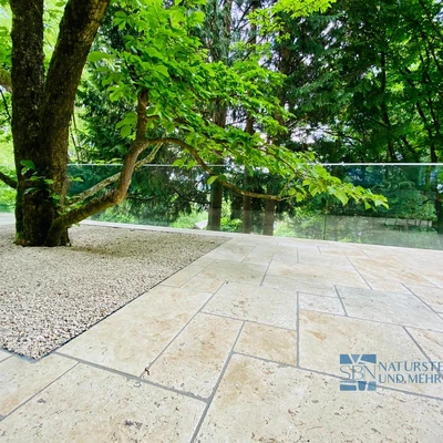 Travertin-Terrassenplatten Classic – Römischer Verband, 3 cm