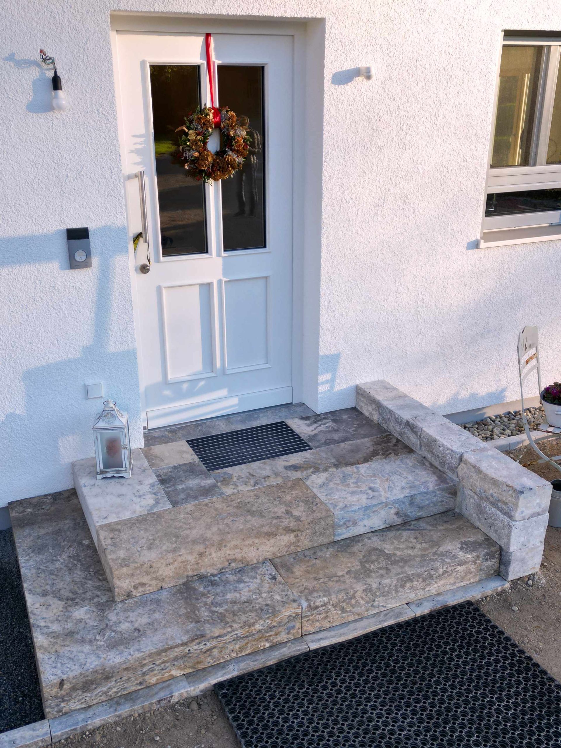 Travertin Silber Blockstufe