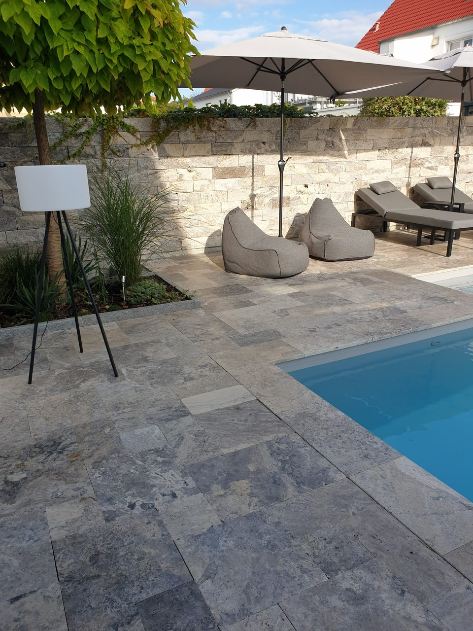 Travertin Silber Terrassenplatten - Görsel 2