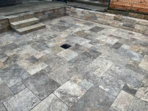 Travertin Silver Terrassenplatten 60×40×3 cm – getrommelt