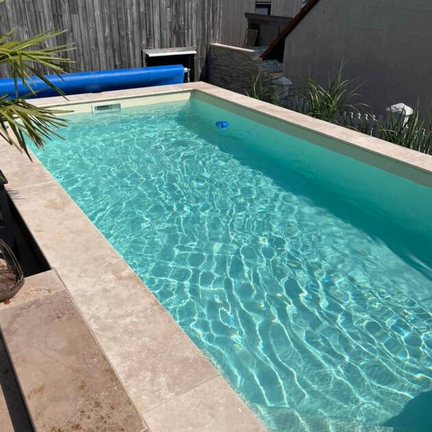 Travertin Classic Poolplatten / Poolumrandung 60 × 30 × 3 cm – Bullnose, getrommelt