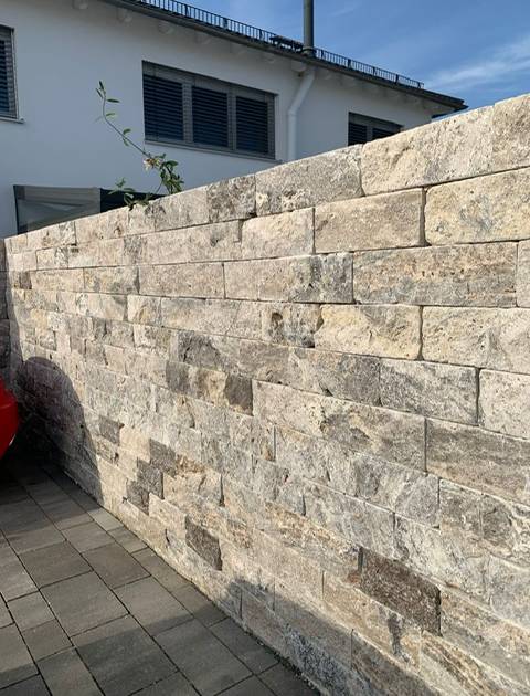 Travertin Silber Mauersteine