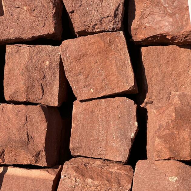 Sandstein Mauersteine Rot 20×20×40 cm – allseitig gespalten | ab Lager Lingenfeld