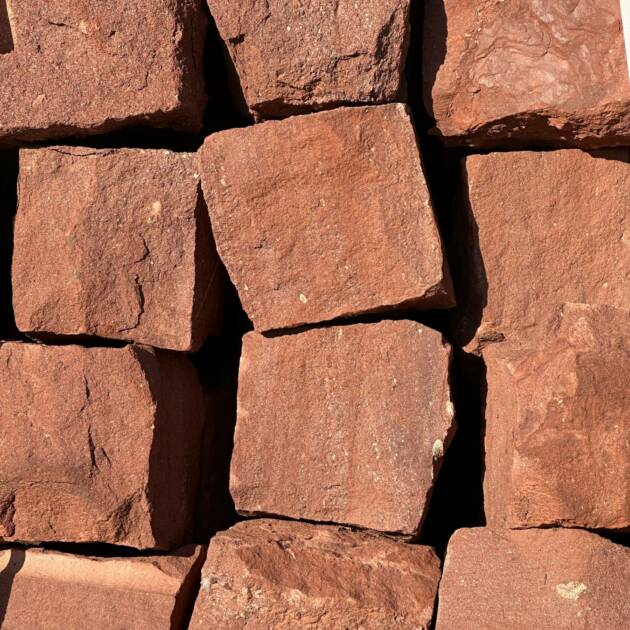 Sandstein Mauersteine Rot 20×20×40 cm – allseitig gespalten | ab Lager Lingenfeld